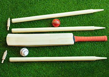 Cricket equipment stock photo