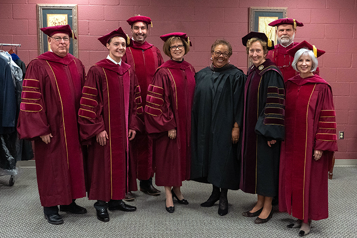 Margie Johnson Reese with MSU Texas group before Fall 2019 commencement