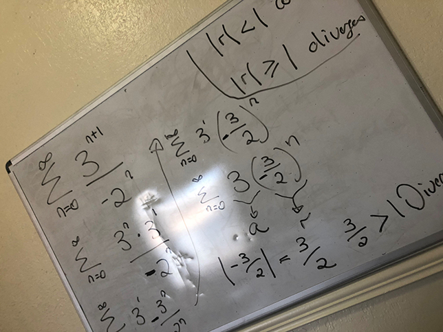 board with math problems