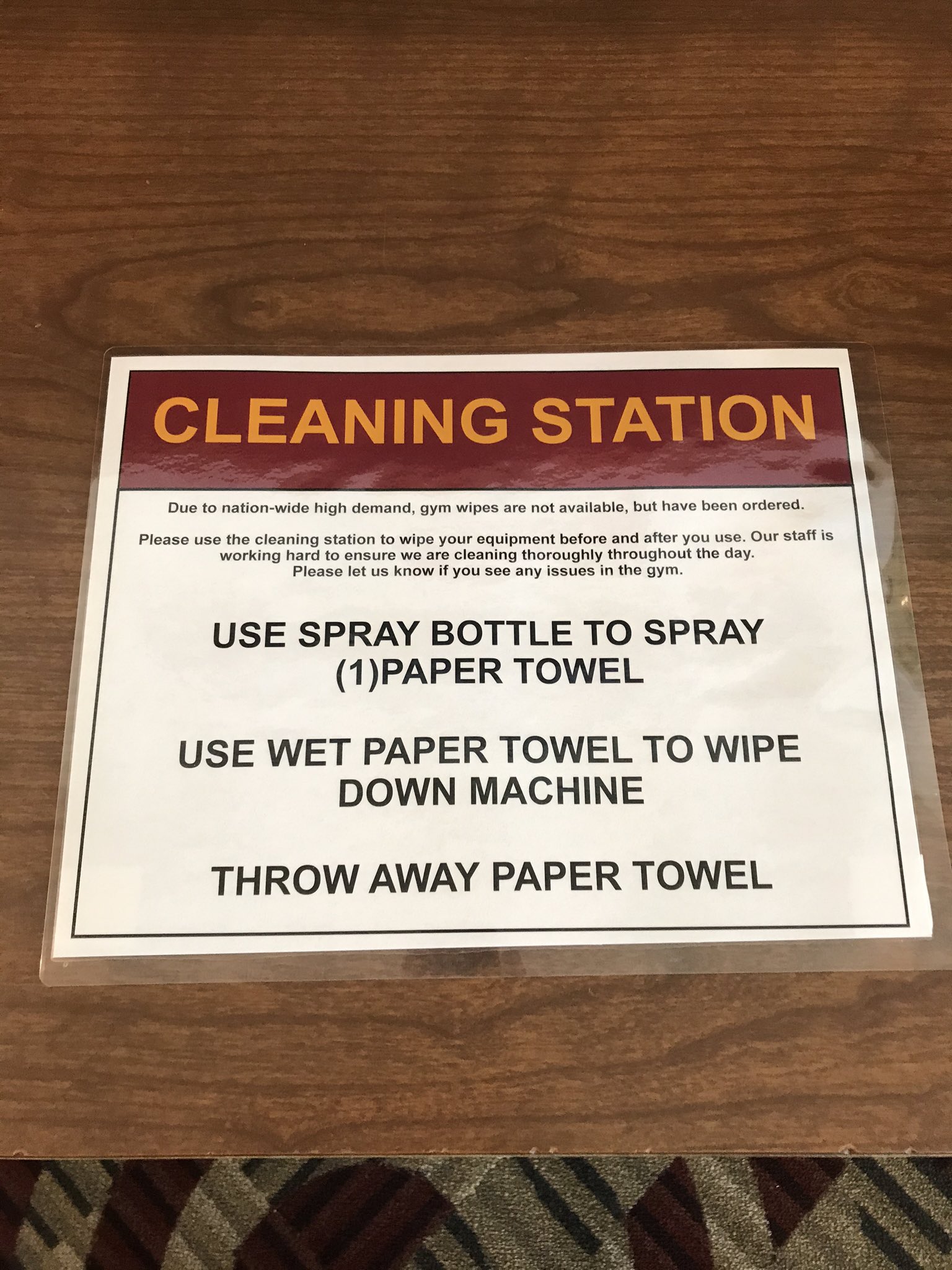 Wellness Center has cleaning guidelines to stay safe