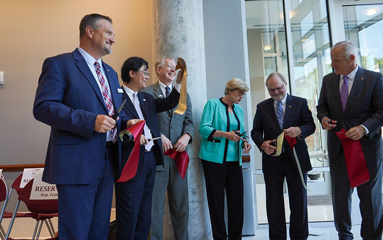 MSU Texas administrators welcomed partners and local politicians to the grand opening of Centennial Hall in 2019