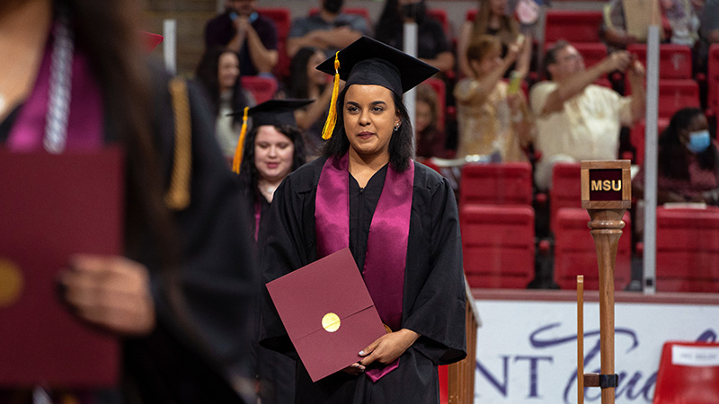 Kayla Khan participates in MSU Texas graduation on June 5, 2021