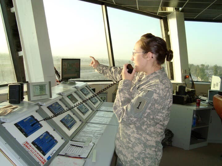 Brandi Morales giving instructions as air traffic controller
