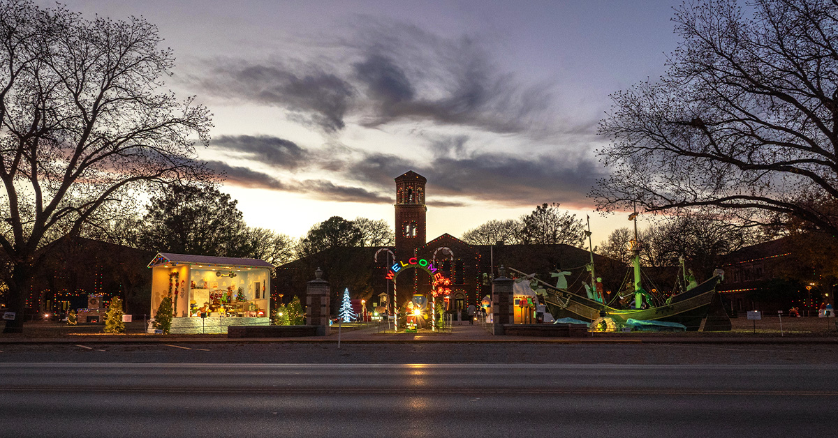 Fantasy of Lights darkened at night