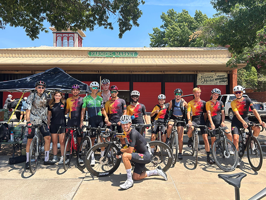 MSU Cycling team at 2024 Hottern'N Hell Hundred on mountain trail