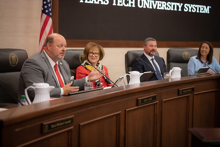 Shelley Sweat at the Texas Tech University System Board of Regents meeting