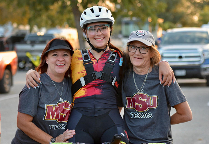 Jacelyn Reno with her mother Linda Reno and supporter Maria Concha at the Hotter N' Hell Hundred race in Wichita Falls
