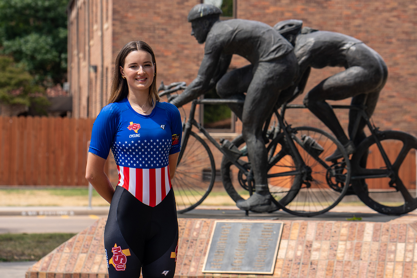 Molly Hayes stands outside at MSU Texas