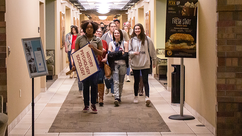 Students walk down the hallway ready for their next adventure at MSU Texas