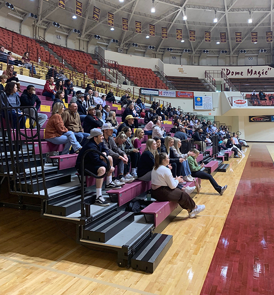 the crowd watching the rec sports team taken on SAFB at D.L. Ligon Coliseum