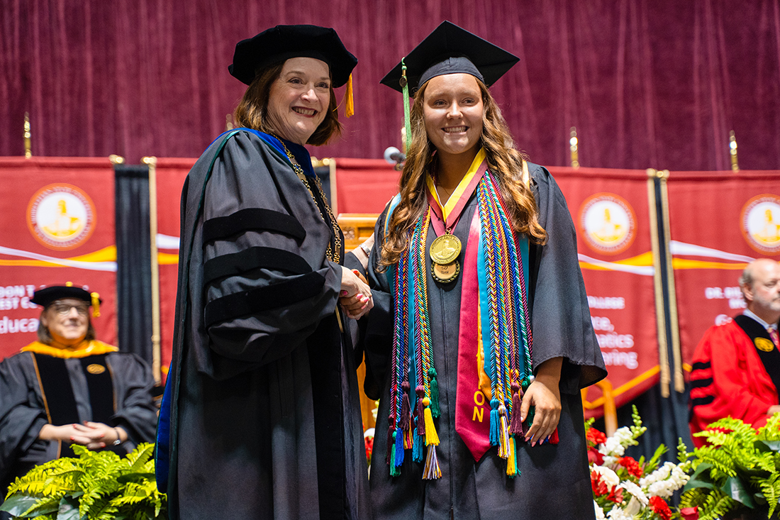 MSU Texas President Stacia Haynie handed out the President's Medal for Excellence Awards at May 2025 Commencement
