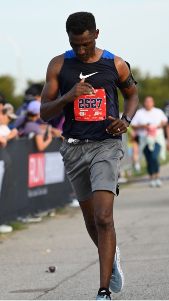 Reginald Jones pictured after running a race