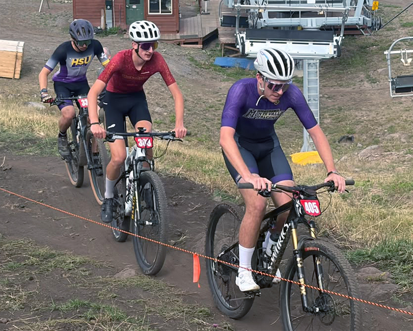 Carson Tenney impressed his MSU Cycling teammates with a competitive performance at Mountain Bike Nationals, shown above riding in competition
