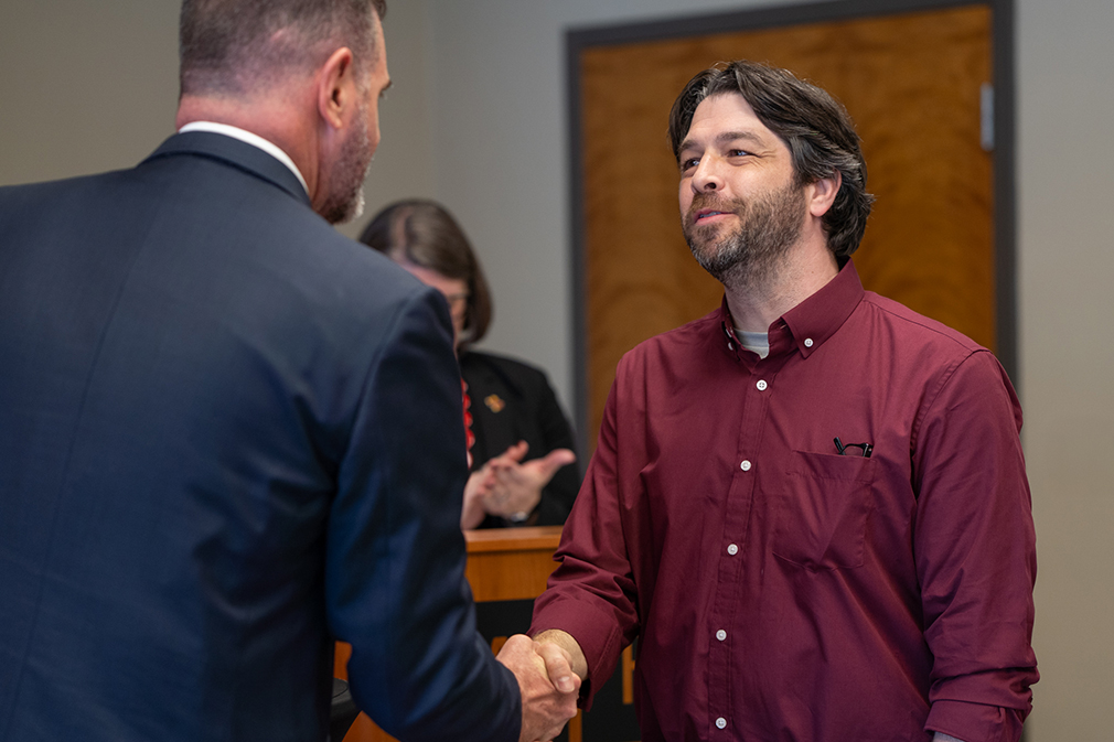 Jason Bly receivers honor from TTU System Chancellor Brandon Creighton