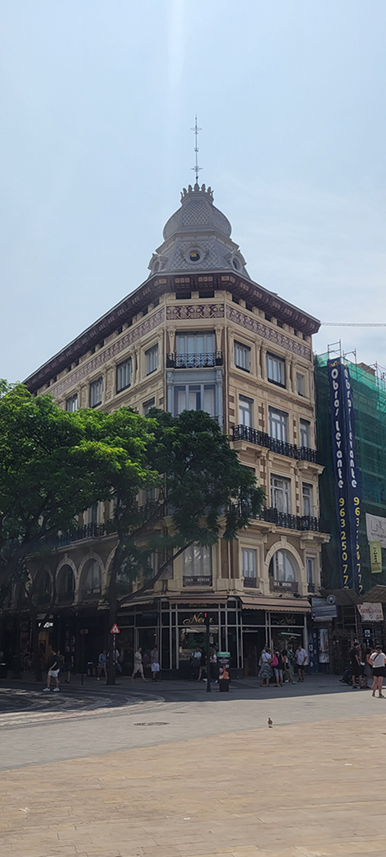 Antique building in a plaza in Valencia, Spain