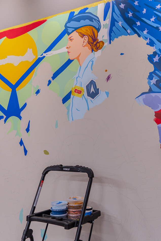 Vertical view of the Bridging the Gap mural