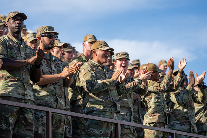 Military Appreciation Day football game at Memorial Stadium in November 2025