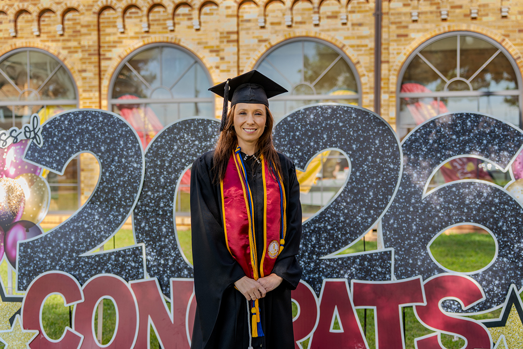 Monica Boghean outside before graduation