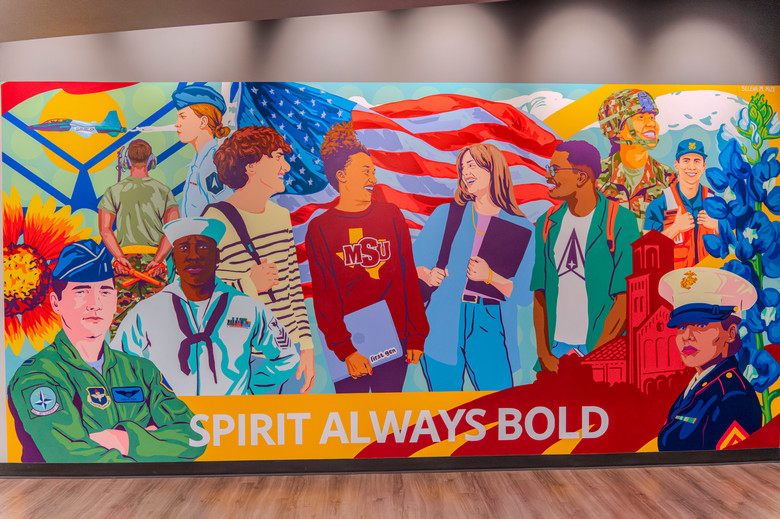 Mural picture at Military Education Center at MSU Texas