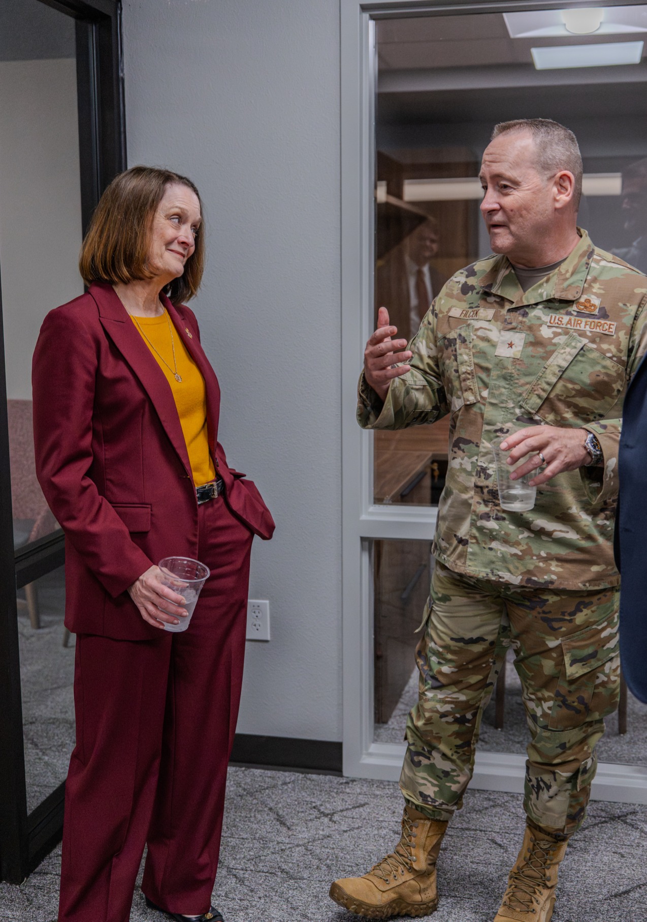 MSU Texas President Stacia Haynie with Brig. Gen. Paul Filcek, Commander of the 82nd Training Wing and Installation Commander, 